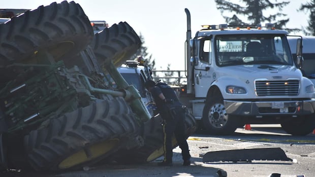 B.C. man charged over crash between a tractor and a police patrol car during 2023 anti-SOGI protest