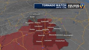 Tornado watch issued for Charlotte area, heavy rain expected Sunday