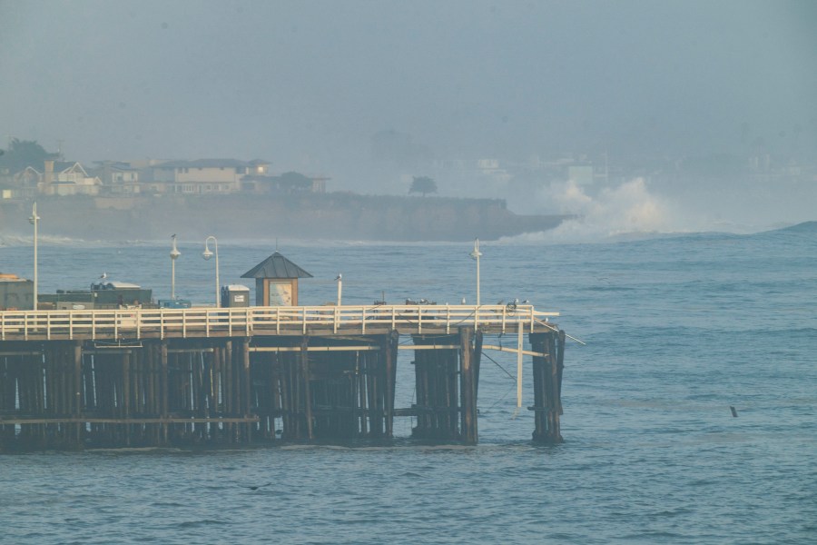 Major storm pounds California's central coast, blamed for man's death and partially collapsing pier