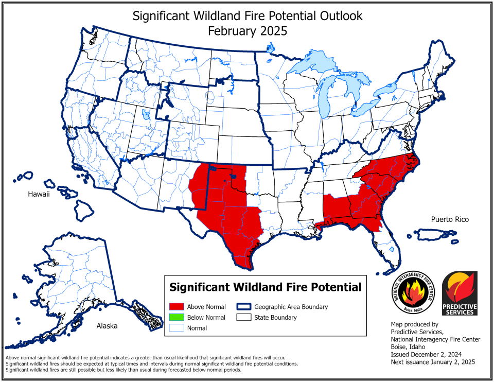 Oklahoma wildfire forecast predicts 'above normal' chances in early 2025: What to know