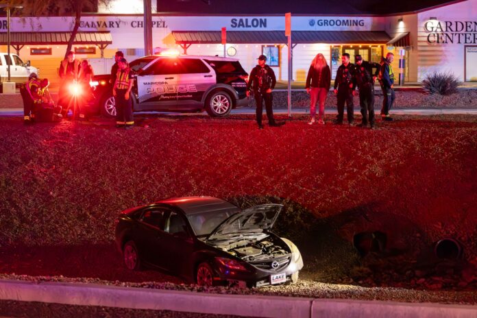 Crash near Stagestop Marketplace leaves car in ditch