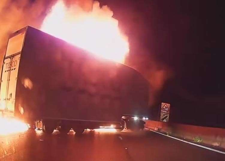 Police say ‘no evidence of criminal conduct’ after Tesco lorry fireball on M25 near Godstone