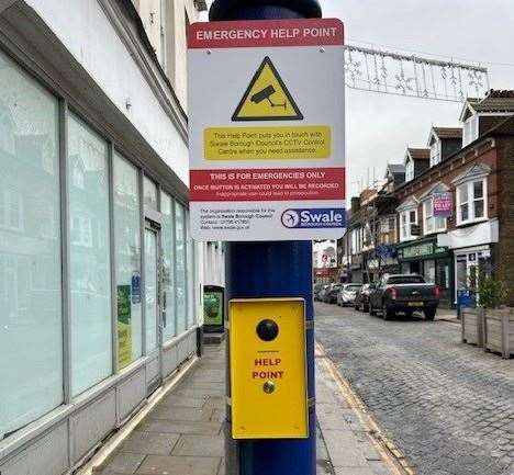 Emergency call button installed in Sheerness High Street connected to CCTV control room