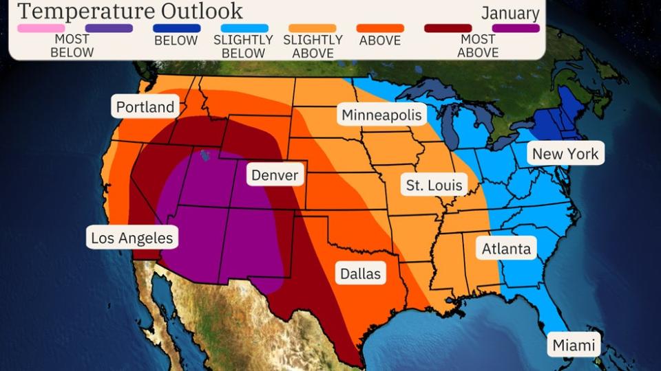 January Temperature Forecast Trends Colder In East, Remains Mild In Rockies