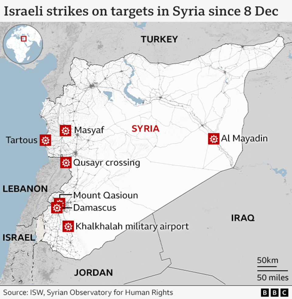 Israel carries out dozens of air strikes across Syria, reports say