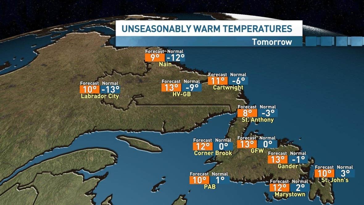 O Tannen-balmy: There's some warm and weird weather on tap for parts of N.L.