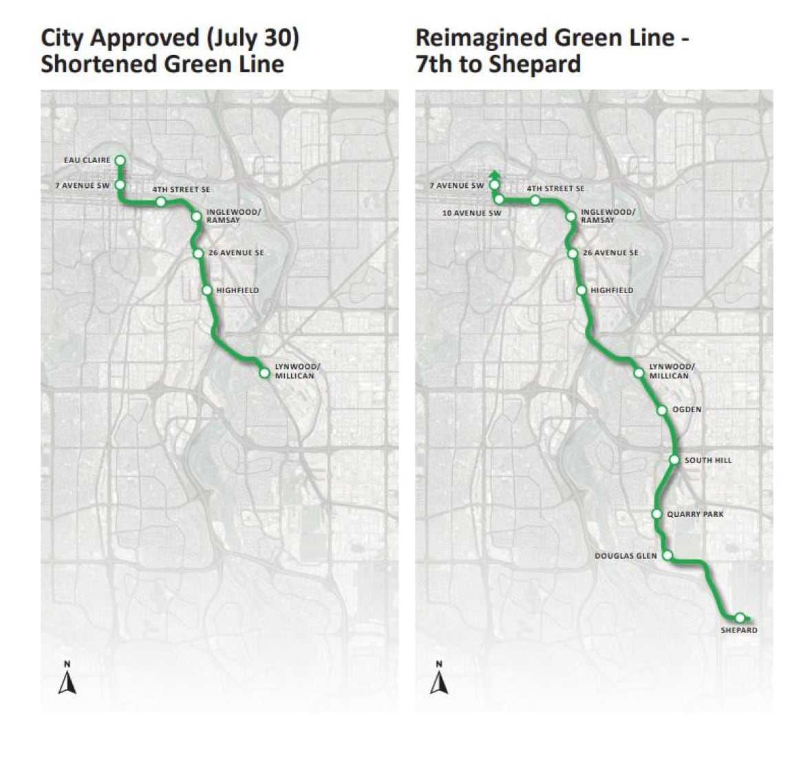 New Green Line LRT alignment revealed featuring elevated downtown track