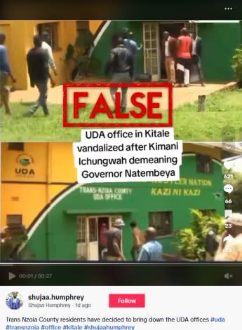 Old video falsely shared as showing 2025 vandalism act at Kenyan ruling party office