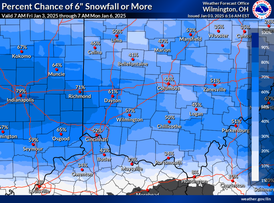 How many inches of snow could hit Cincinnati? The total forecasted amount has increased