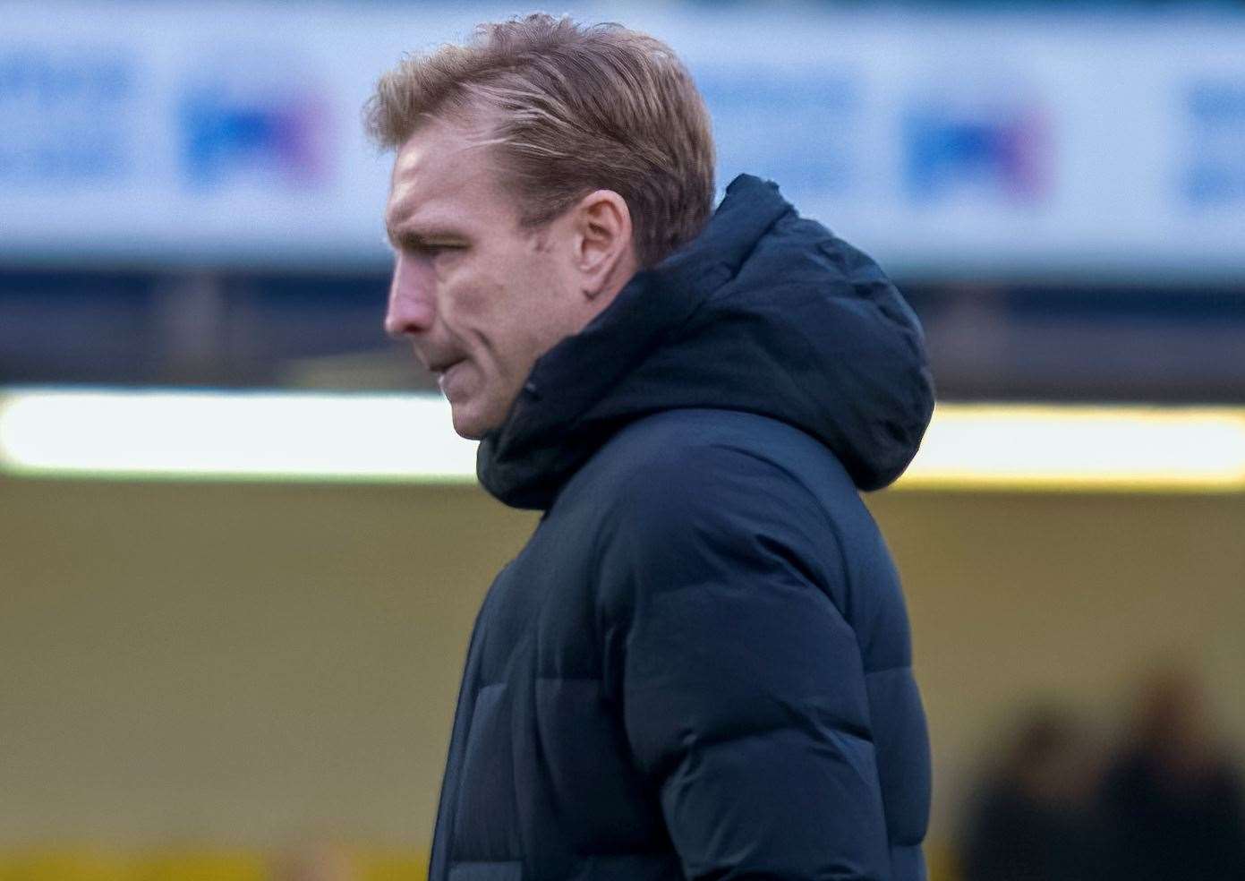 Ebbsfleet United manager Josh Wright reacts to 4-0 Boxing Day defeat at Southend United in the National League