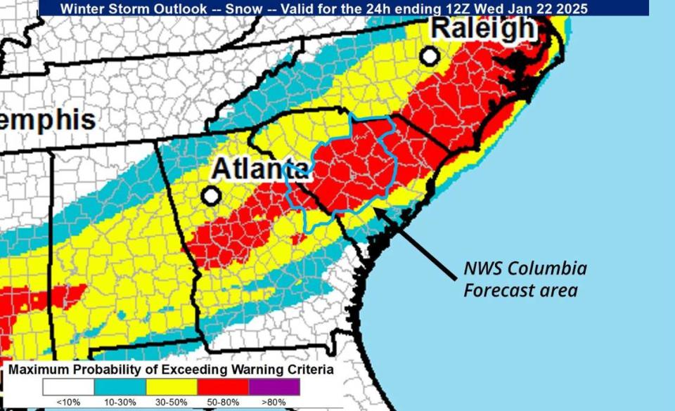 Snow is likely in Columbia. Here’s how much could fall and when it’s forecast to start