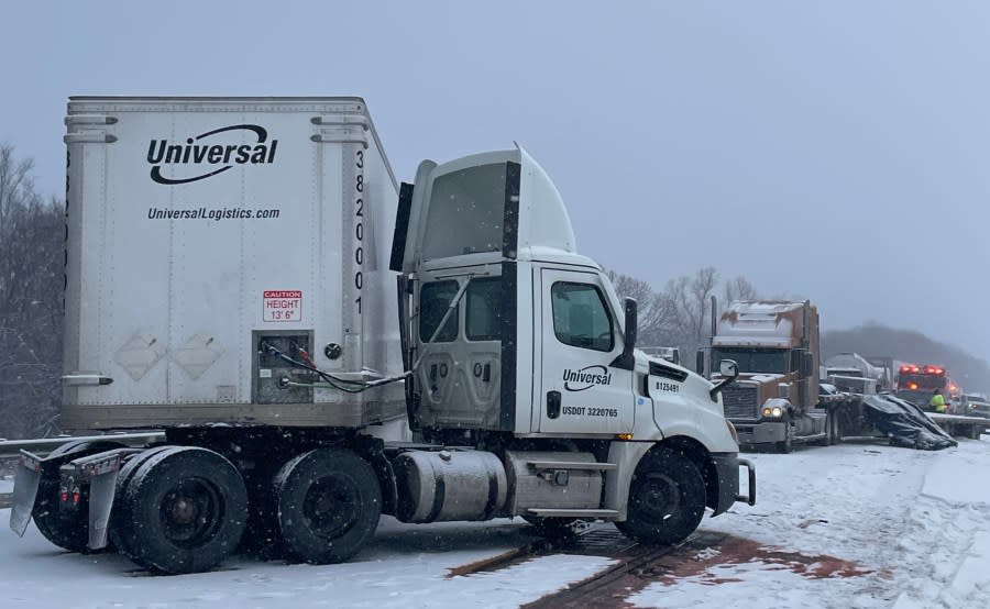 Snow, jackknifed semis snarl traffic around West Michigan