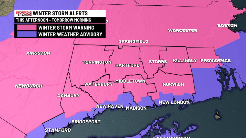 A WINTER STORM WARNING and a WINTER WEATHER ADVISORY in effect! The heaviest snow falls between 6pm and Midnight!