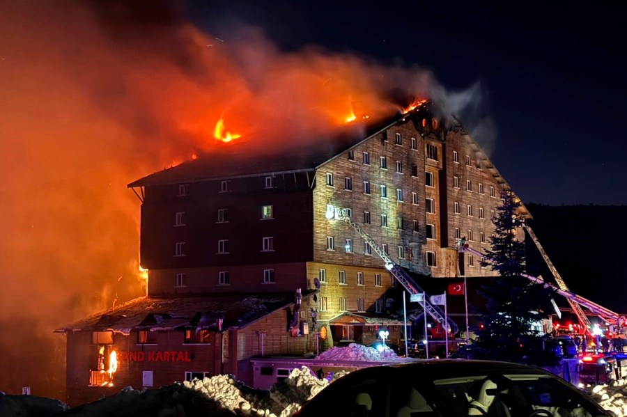 At least 10 dead, 32 injured in a hotel fire at a ski resort in northwestern Turkey