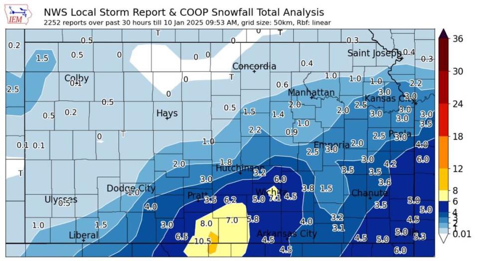 So how much snow have we gotten in Wichita, Kansas? Here are totals after two storms