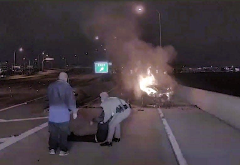 DPS trooper saves man from burning vehicle