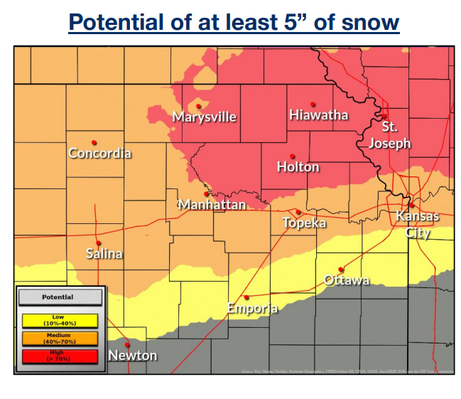 Topeka and N.E. Kansas could see up to 11 inches of snow and 50 mph wind gusts