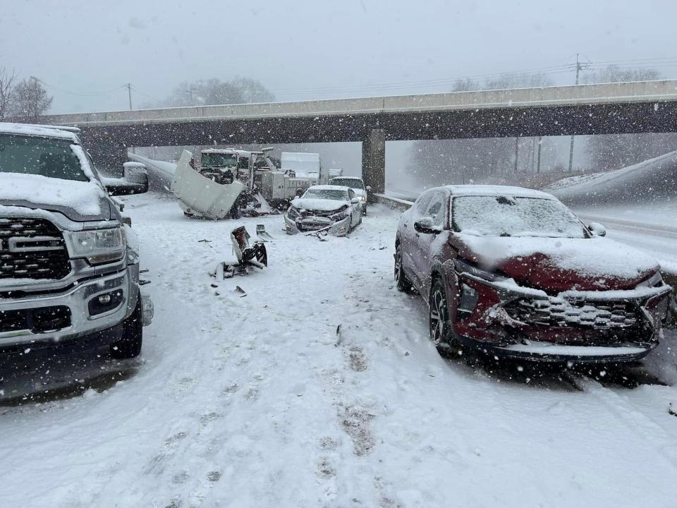 Snow, frigid temperatures lead to multiple crashes, lane closures on U.S. 20 Bypass