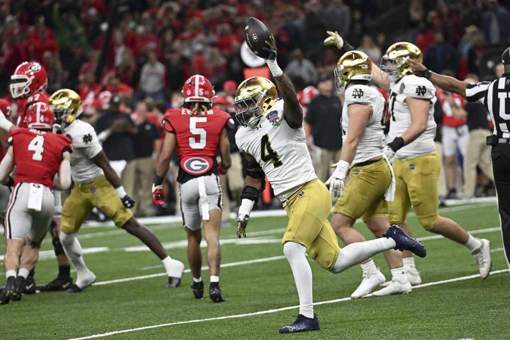 Defense and special teams lift Notre Dame to 23-10 win over Georgia in Sugar Bowl CFP quarterfinal