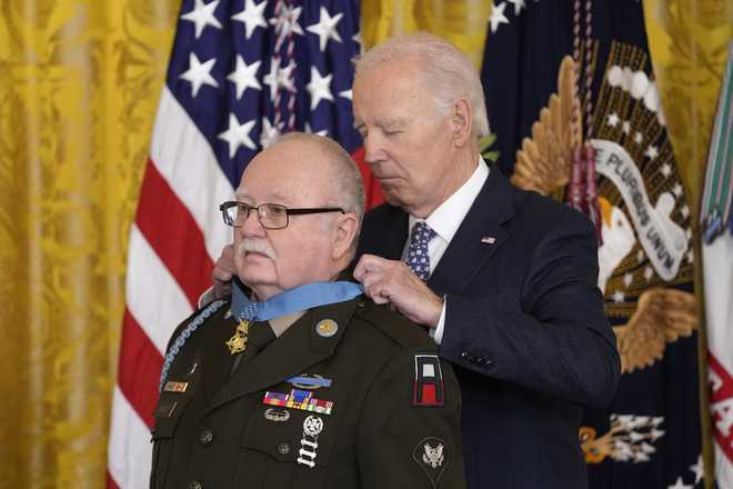 President Joe Biden will award the Medal of Honor to military recipients who displayed heroism and self-sacrifice in combat and the Medal of Valor to first responders who put their own lives at risk to save others