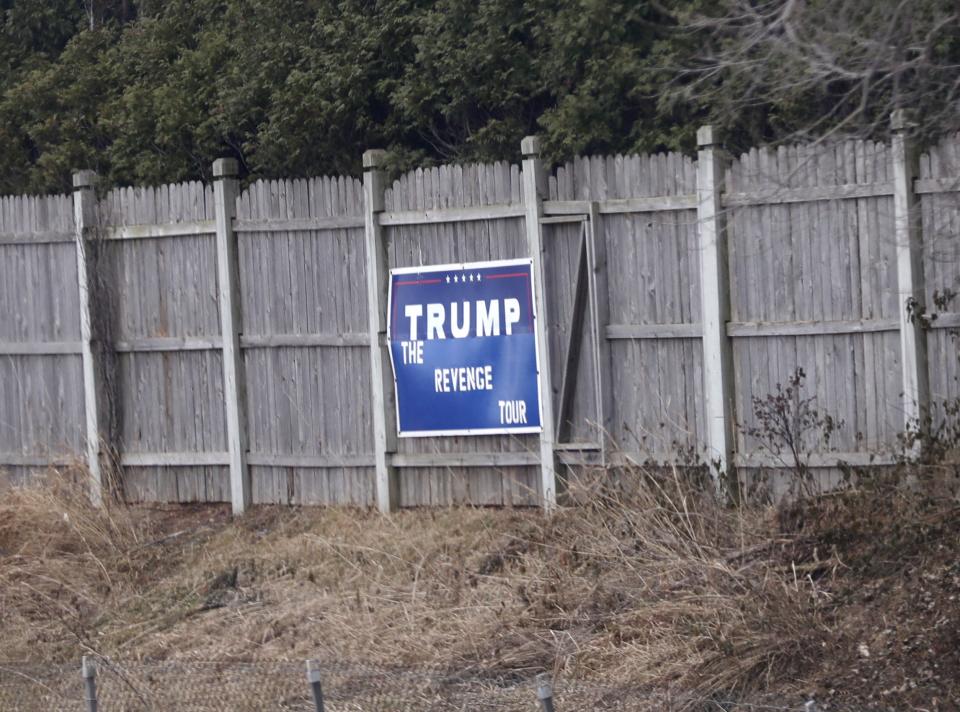 Is the ominous Trump sign along I-41 in Appleton posted within the public right of way?