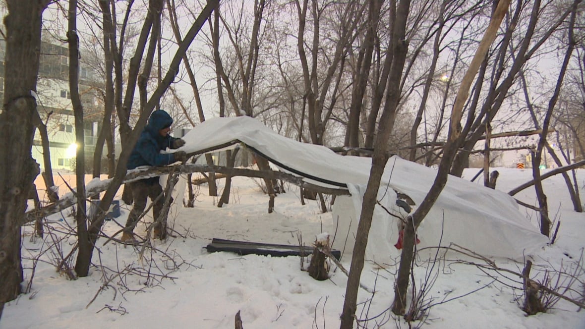 Man living in encampment welcomes Manitoba's homelessness plan, but says breaking cycles will be challenging