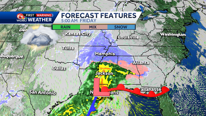 New Orleans weather forecast when does heavy rain begin how much