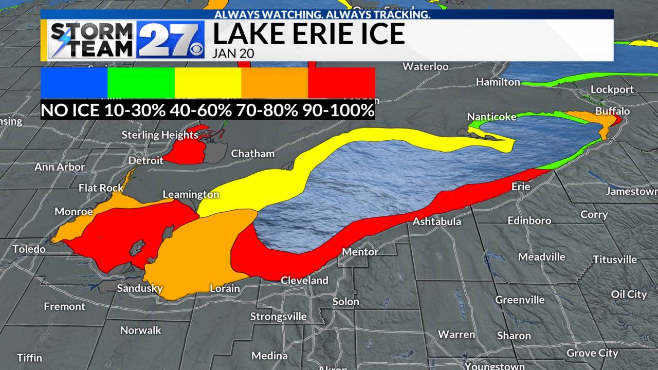 Lake Erie ice doubles in just two days