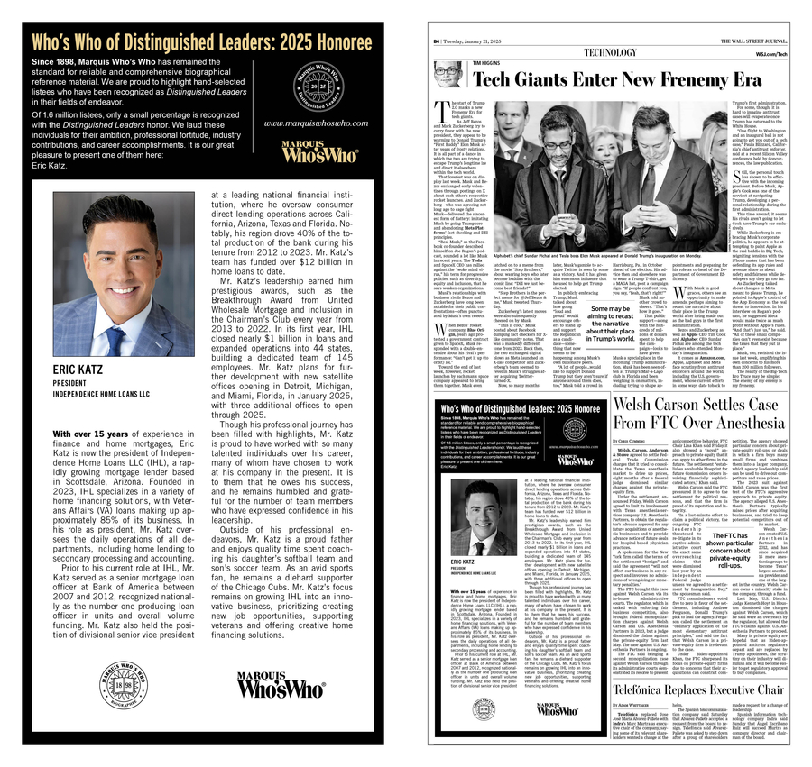 Eric Katz Achieves Prominent Placement in The Wall Street Journal