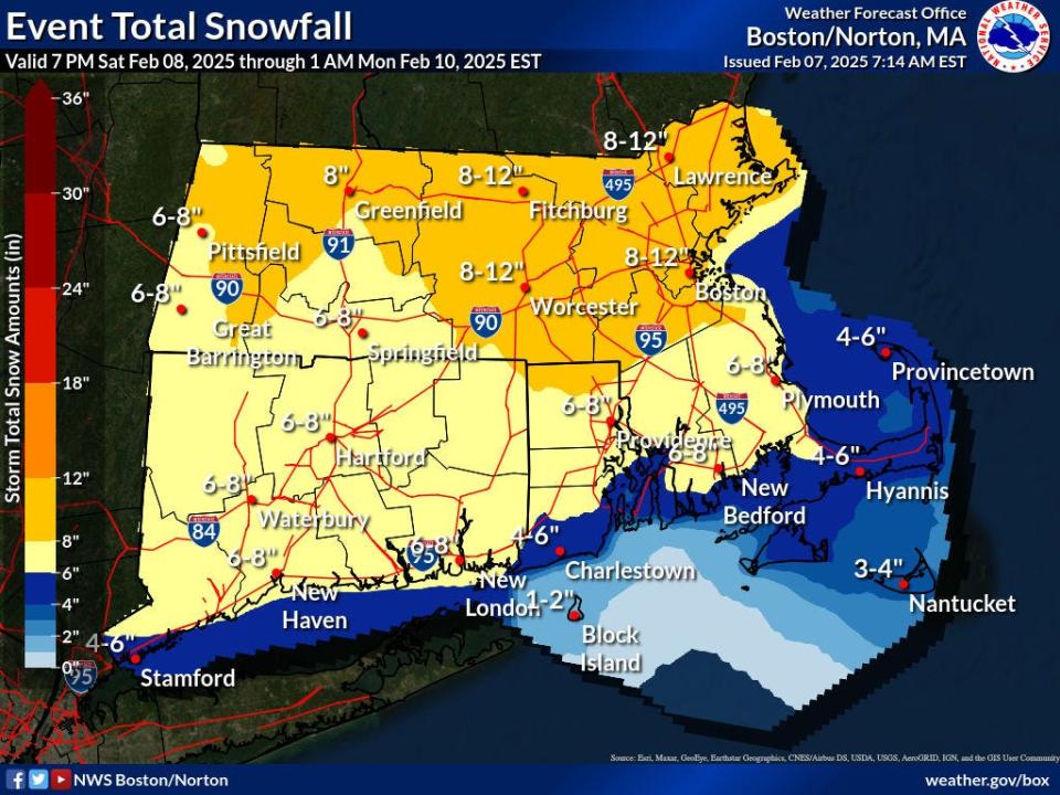 How much snow is Massachusetts getting this weekend? See map