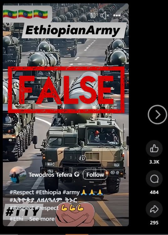 Video claiming to show Ethiopian missiles is AI-generated