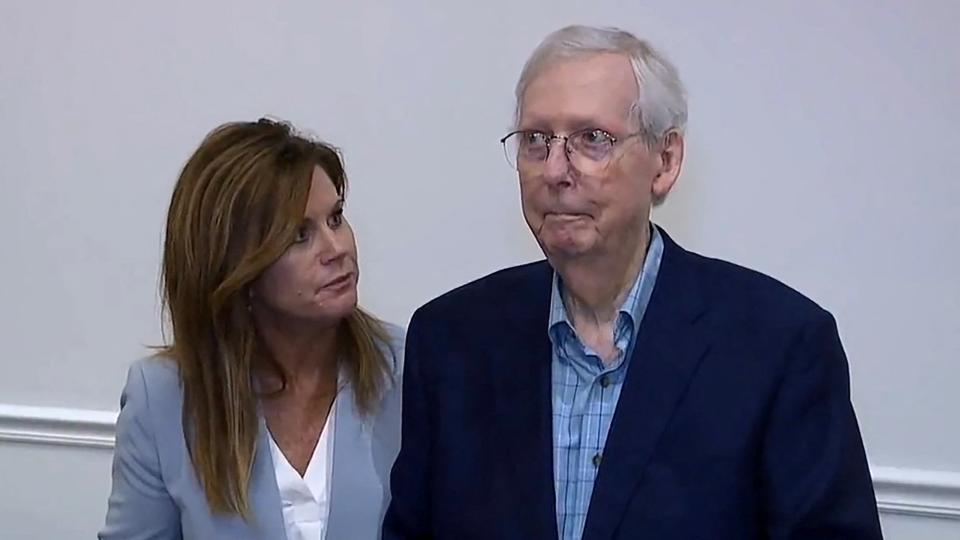 Mitch McConnell, 82, Taken Away in Wheelchair After Falling Twice