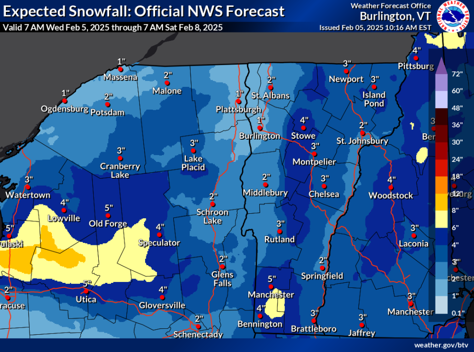 How much snow is expected in Vermont on Thursday? Here's what to know