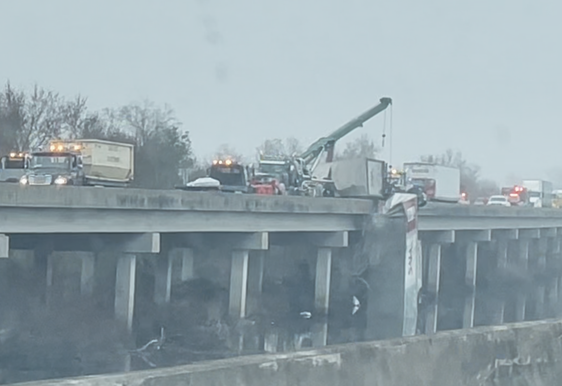 Louisiana I-55 crash: 18-wheeler dangles from bridge