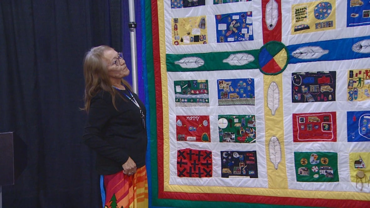 Quilt sewn with stories from residential school survivors passed to Sask. Polytechnic